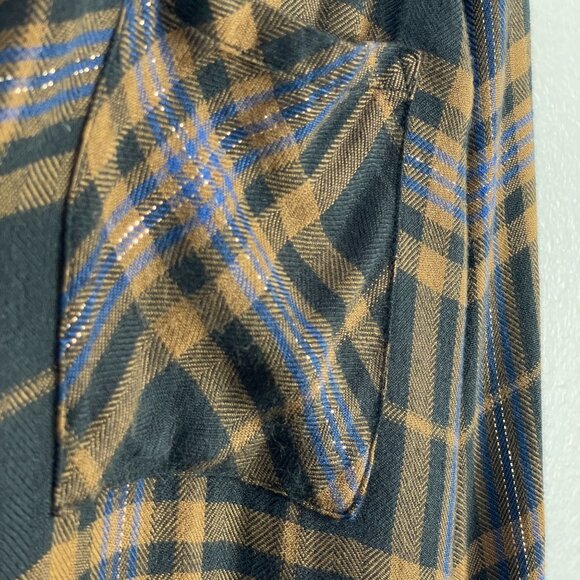 Rails Womens Medium Hunter Camel Black Lurex Plaid Shirt Metallic Button Up Top - Picture 12 of 12